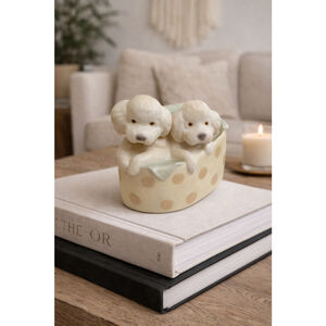 Golden Memories White Poodle Puppies Decor One Size